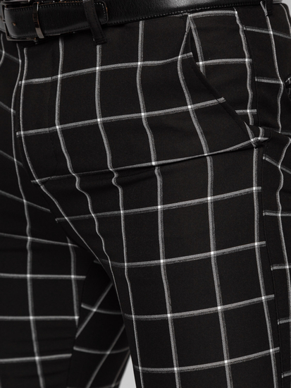Pantalón chino de tela a cuadros para hombre negro Bolf 0046