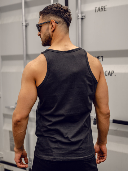 Camiseta de tirantes anchos con impresión negro Bolf 14834A