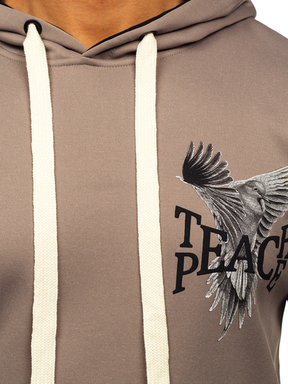 Sudadera tipo canguro con capucha e impresión para hombre gris Bolf M279