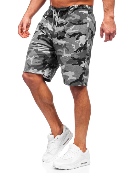 Pantalón corto de chándal camuflaje para hombre gris Bolf 8K283