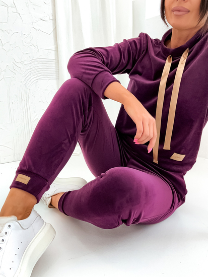 Chándal velour de dos piezas para mujer burdeos Bolf 637