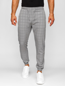 Pantalón jogger de tela a cuadros para hombre gris Bolf 0066