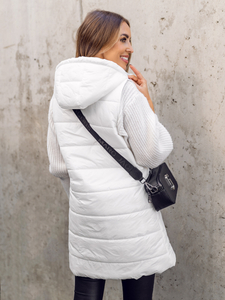 Chaleco acolchado largo para mujer blanco Bolf 82019