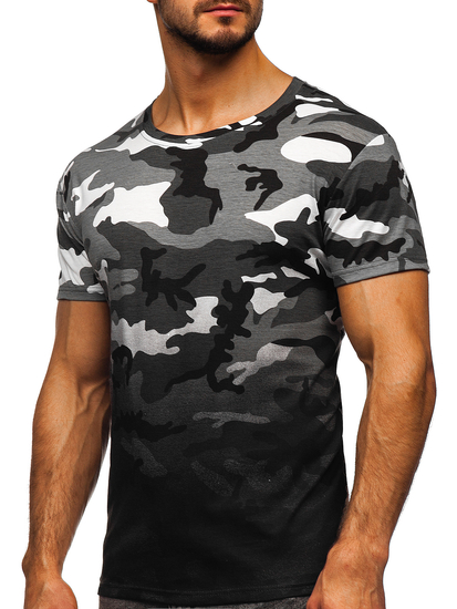 Camiseta para hombre gris con estampado de camuflaje Bolf S808