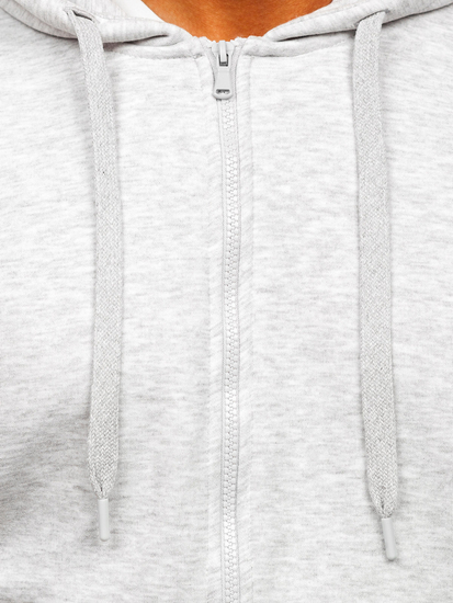 Sudadera abierta gruesa con capucha para hombre gris claro Bolf 2008