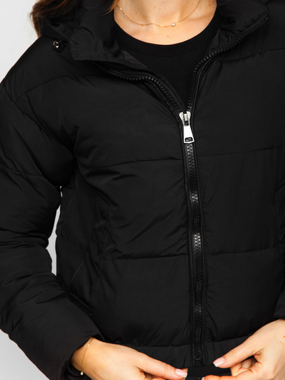 Chaqueta acolchada de invierno con capucha para mujer negro Bolf 16M9080