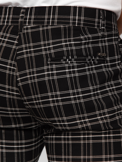 Pantalón chinos a cuadros de tela para hombre negro Bolf 184166