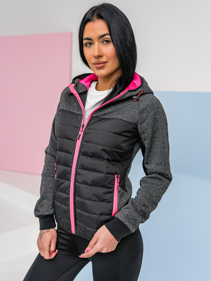 Chaqueta deportiva de entretiempo negra para mujer Bolf KSW4002