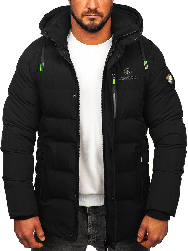 Chaqueta larga acolchada de invierno para hombre negro Bolf 22M57