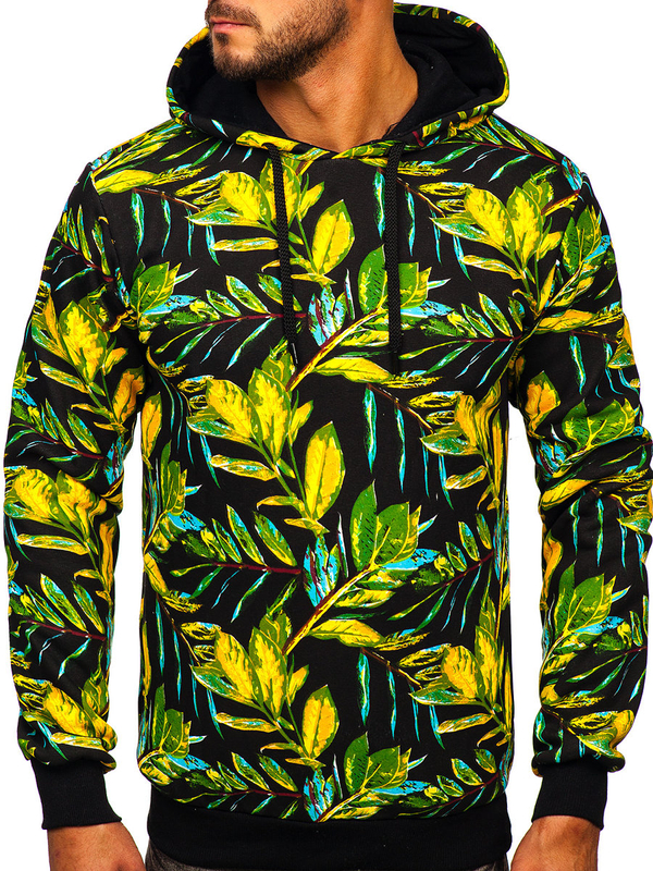 Sudadera estampada con capucha para hombre color negro Bolf 141030
