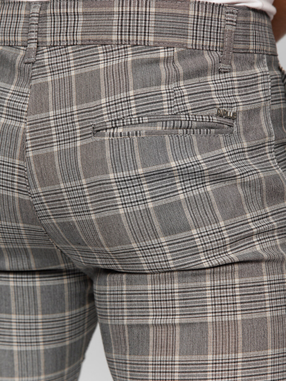 Pantalón chinos a cuadros de tela para hombre gris Bolf 184171