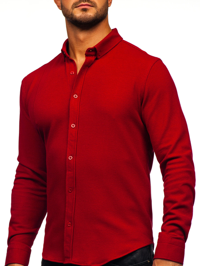Camisa muselina de manga larga para hombre burdeos Bolf 506
