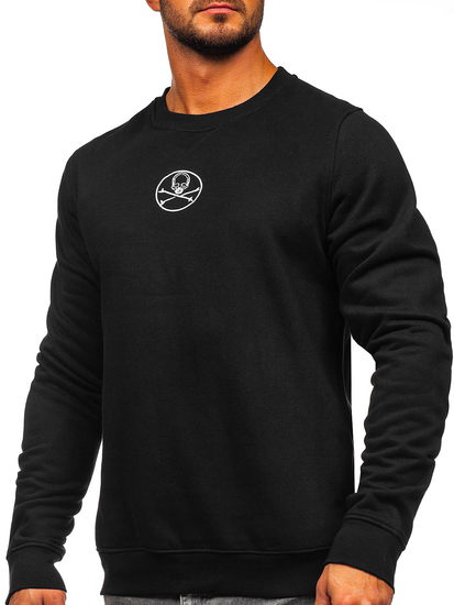 Sudadera sin capucha con impresión para hombre negro Bolf MF2014