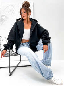 Sudadera con capucha y cuello de mariposa para mujer negra Bolf 821112