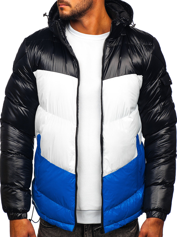 Chaqueta acolchada de invierno para hombre color negro y azul Bolf 6593