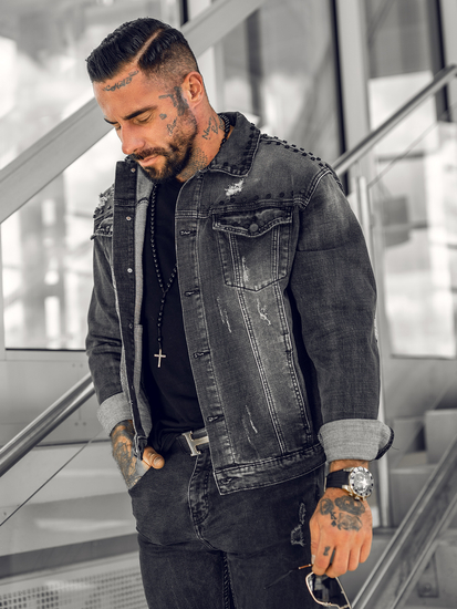 Chaqueta vaquera para hombre negro Bolf MJ504NA
