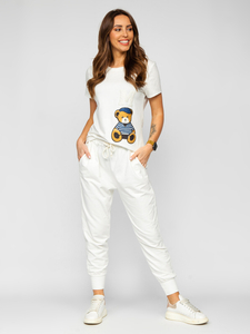 Camiseta de manga corta con parches para mujer blanco Bolf 52352