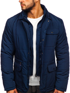 Chaqueta de entretiempo elegante para hombre azul oscuro Bolf 1976
