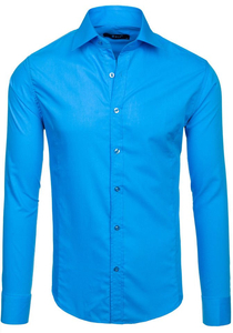 Camisa elegante de manga larga para hombre turquesa Bolf 1703