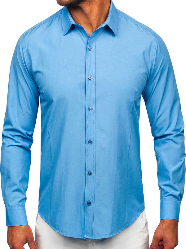 Camisa elegante azul claro de manga larga para hombre Bolf 1703