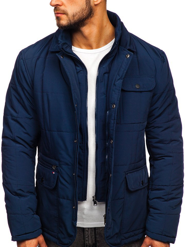 Chaqueta de entretiempo elegante para hombre azul oscuro Bolf 1976