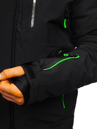 Chaqueta de invierno de esquí para hombre negro y verde Bolf 1910