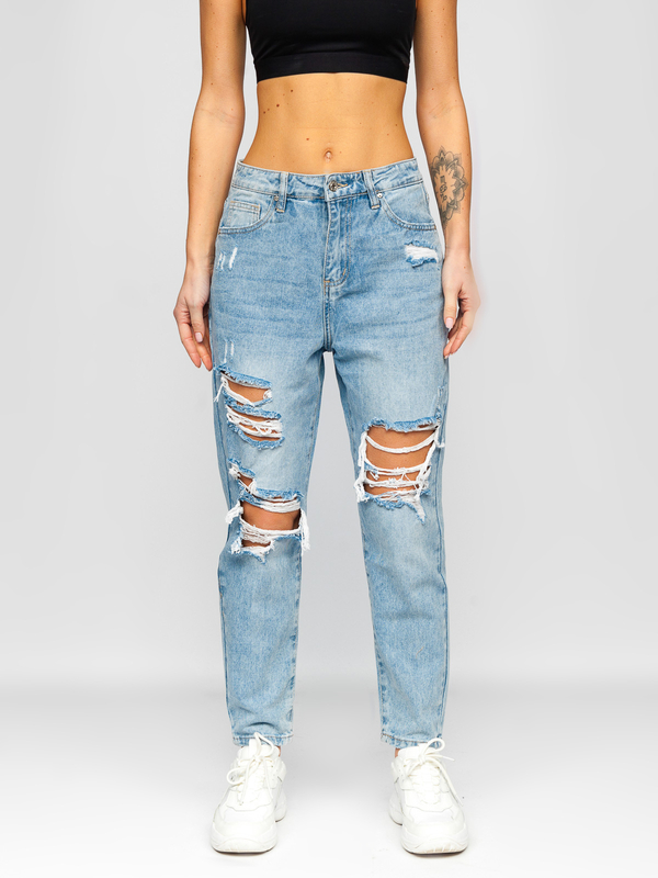 Pantalón vaquero tipo mom fit para mujer azul Bolf WL2101