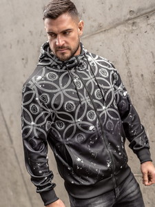 Sudadera abierta con capucha para hombre negro Bolf 27B8122A