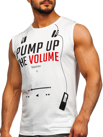 Camiseta de tirantes con impresión para hombre blanco Bolf 14815