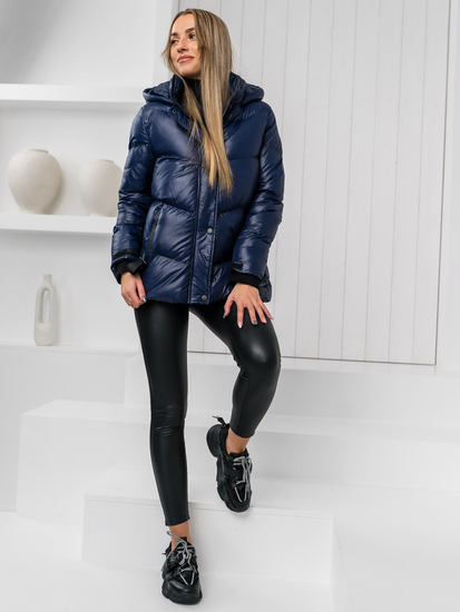 Chaqueta acolchada de invierno con capucha para mujer azul oscuro Bolf 23065A