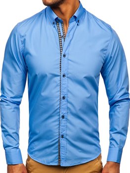 Camisa a manga larga para hombre color azul celeste Bolf 20715
