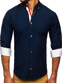 Camisa a manga larga para hombre color azul oscuro Bolf 20710