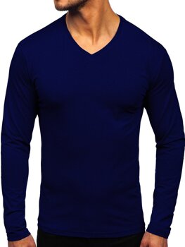 Camisa a manga larga sin estampado para hombre color azul oscuro Bolf 172008