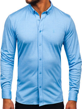 Camisa casual de manga larga para hombre azul Bolf 500