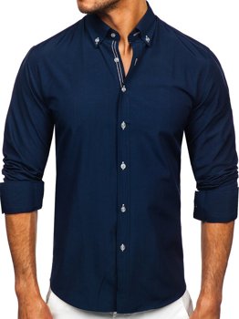 Camisa con manga larga para hombre color azul oscuro Bolf 20720