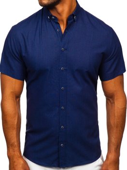 Camisa de manga corta para hombre azul oscuro Bolf 20501