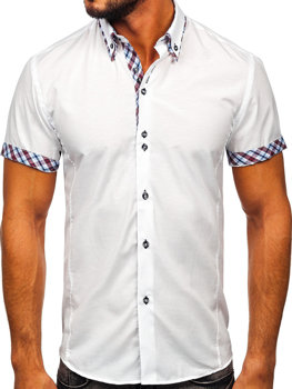 Camisa de manga corta para hombre blanco Bolf 6540