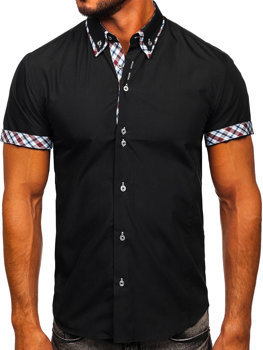 Camisa de manga corta para hombre negro Bolf 6540