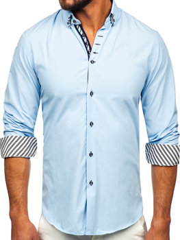 Camisa de manga larga para hombre azul claro Bolf 3762