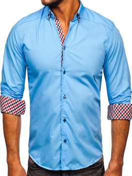 Camisa de manga larga para hombre azul oscuro Bolf 3707