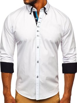 Camisa elegante de manga larga para hombre blanca Bolf 3708