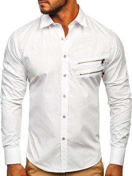 Camisa elegante de manga larga para hombre blanco Bolf 20703