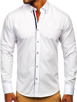 Camisa elegante de manga larga para hombre blanco Bolf 3713