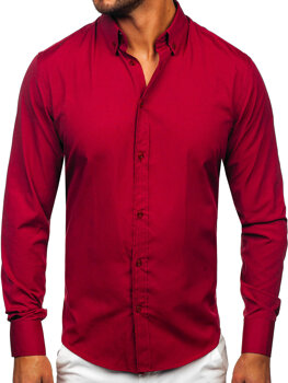 Camisa elegante de manga larga para hombre burdeos Bolf 5821-1