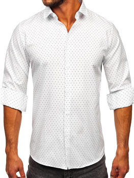 Camisa estampada de manga larga para hombre blanco Bolf T597