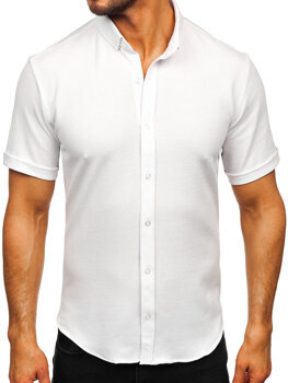 Camisa muselina de manga corta para hombre blanco Bolf 2013