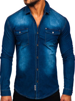 Camisa vaquera de manga larga para hombre azul Bolf MC705B