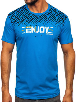 Camiseta algodón de manga corta con impresión para hombre azul claro Bolf 14720