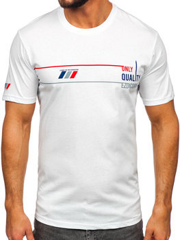 Camiseta algodón de manga corta con impresión para hombre blanco Bolf 14772