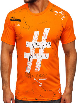 Camiseta algodón de manga corta con impresión para hombre naranja Bolf 14728